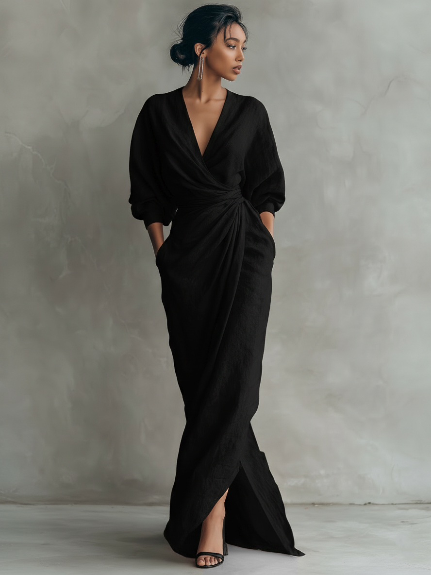 Vestido Maxi Rosa Minimalista Lino