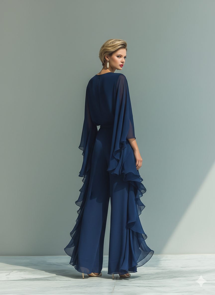Conjunto Azul Marino Volantes Detalles