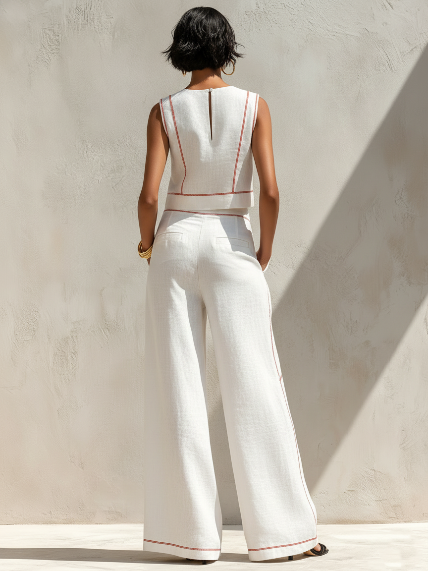 Conjunto Minimalista Lino Contraste-Stitched