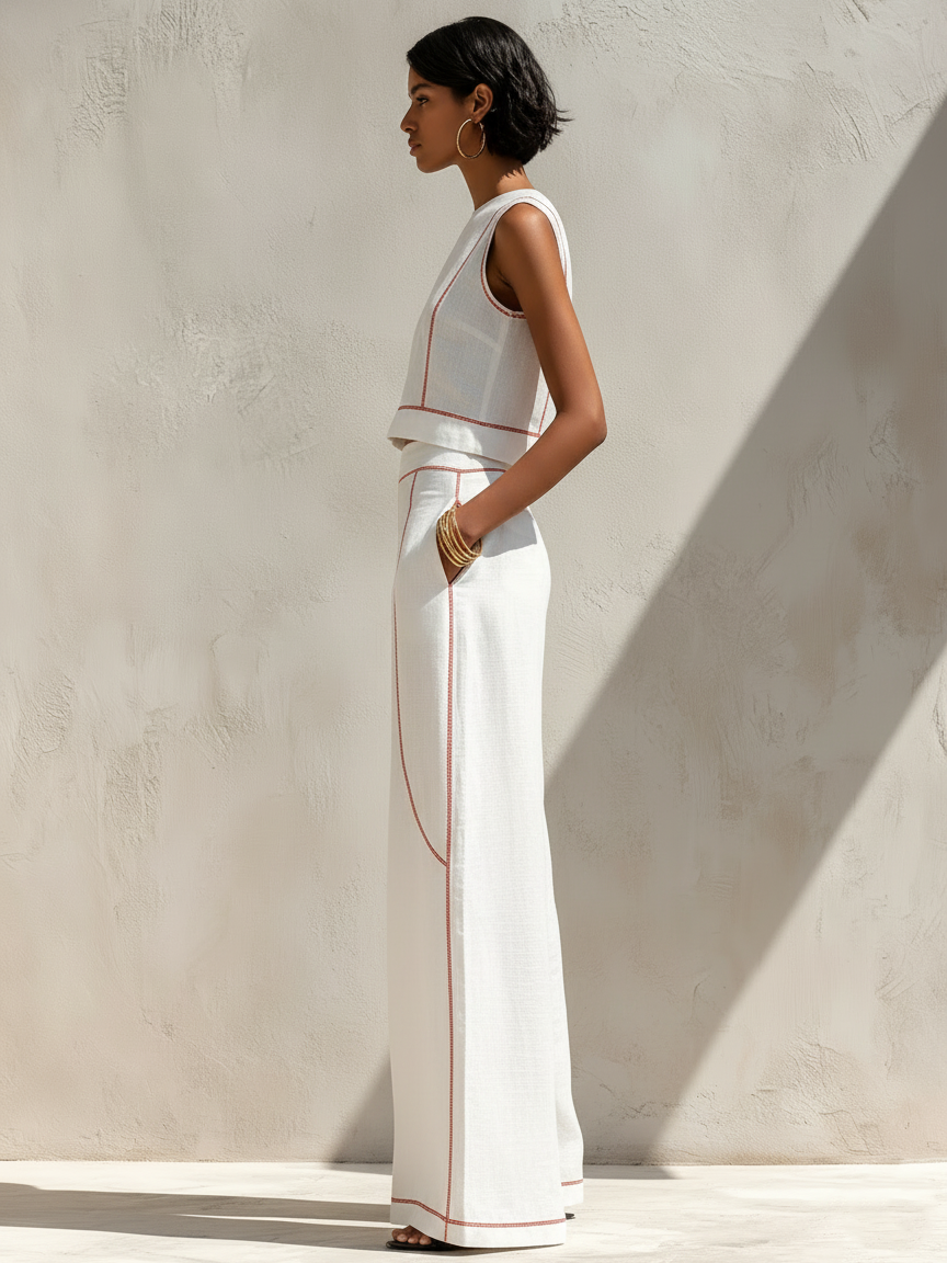 Conjunto Minimalista Lino Contraste-Stitched