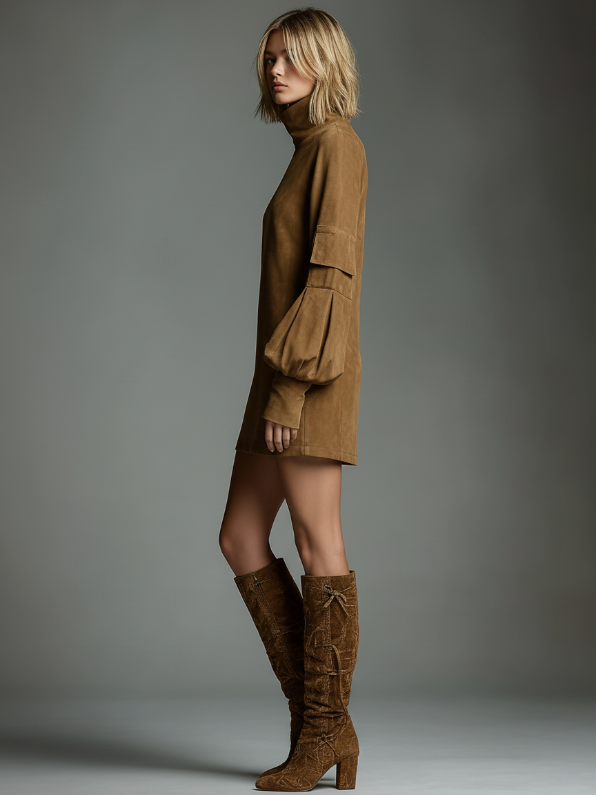 Vestido Mini Vintage Ante Alto