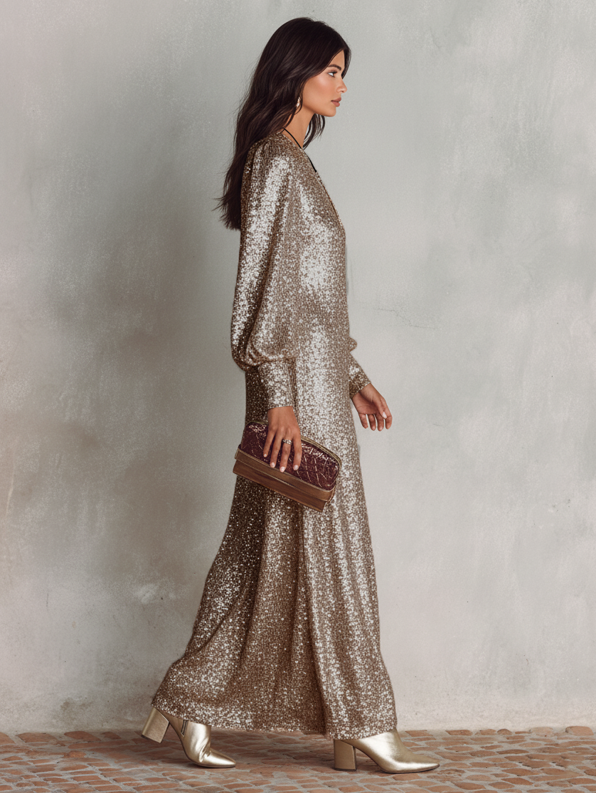 Vestido Minimalista Shimmering Maxi Fiesta