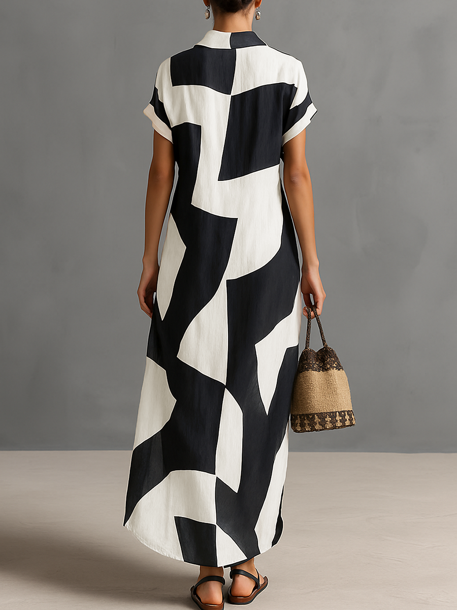 Vestido Camisero Maxi Algodón Lino