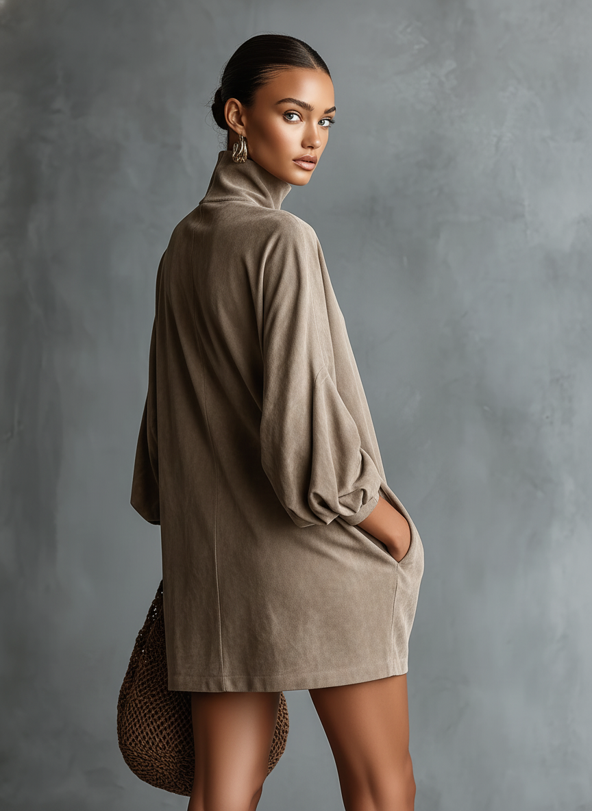Vestido Mini Minimalista Holgado-fitting Sintético