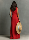 Vestido Camisero Maxi Minimalista Lino-Mezcla