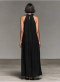 Vestido Maxi Minimalista Lino-Mezcla Volantes