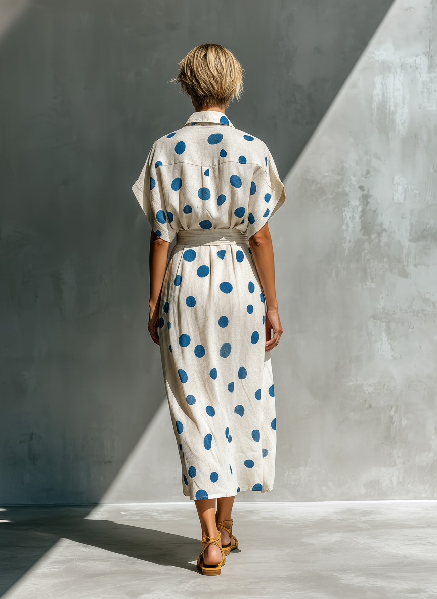 Vestido Camisero Blanco Roto Lino