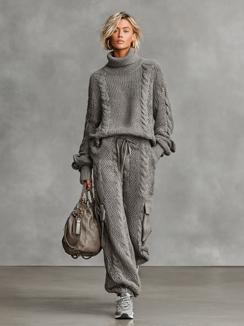 Conjunto Casual Punto Trenzado Alto