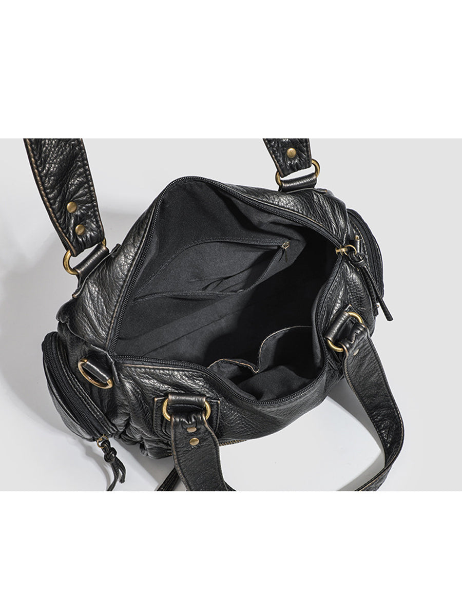 Bolso de Mano Distressed Multi-Bolsillos Cuero