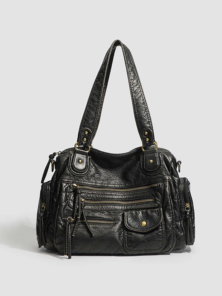 Bolso de Mano Distressed Multi-Bolsillos Cuero