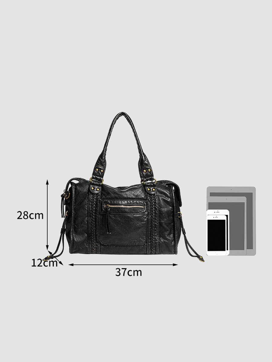 Bolso de Mano Distressed Multi-Bolsillos Cuero