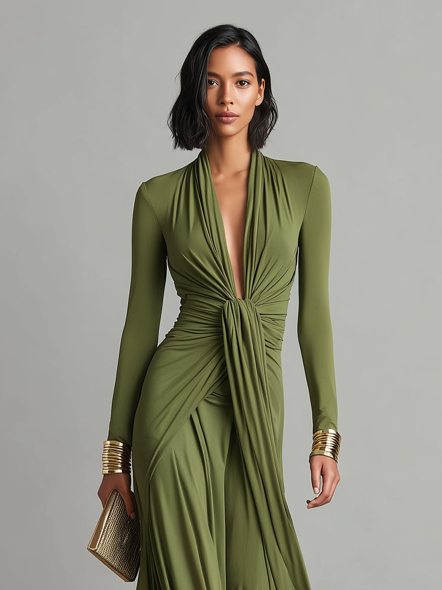 Vestido Maxi Oliva Silky Stretchy