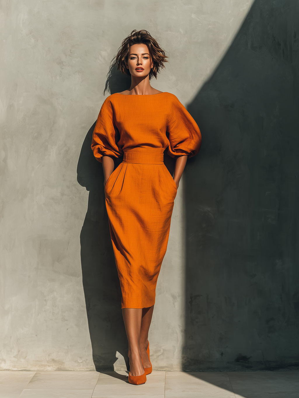 Conjunto Naranja Mid-Mangas Midi