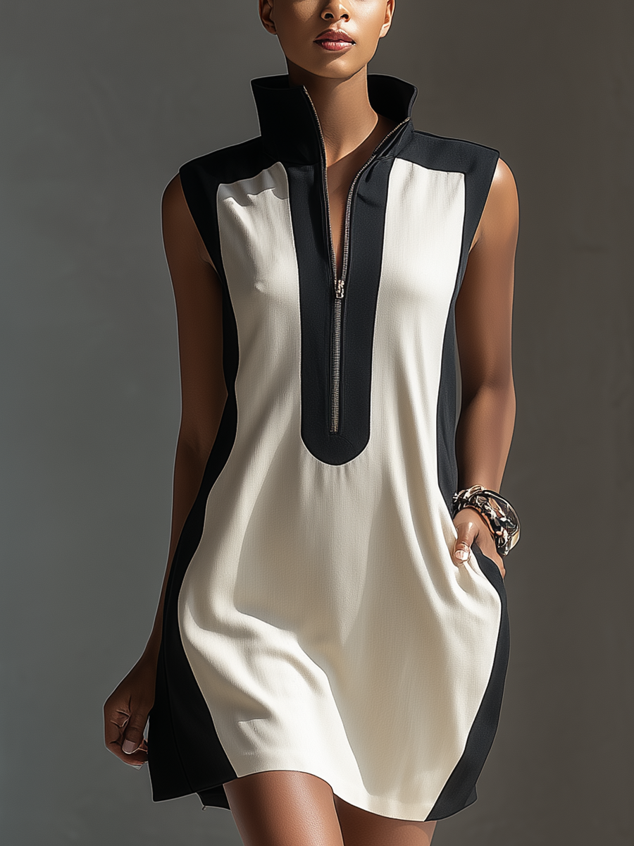 Vestido Mini Negro Blanco Bicolor