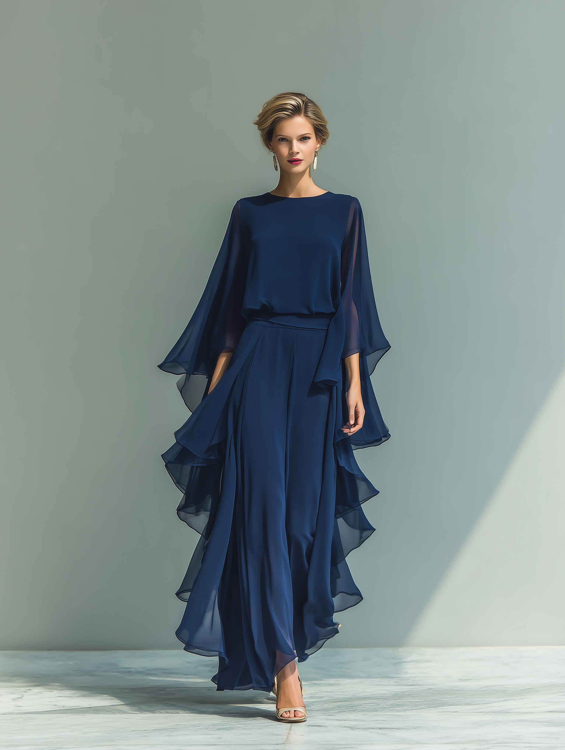 Conjunto Azul Marino Volantes Detalles