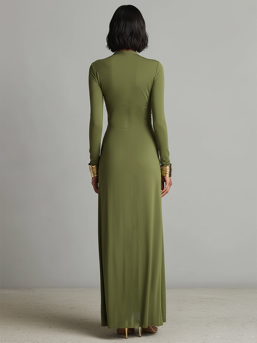 Vestido Maxi Oliva Silky Stretchy