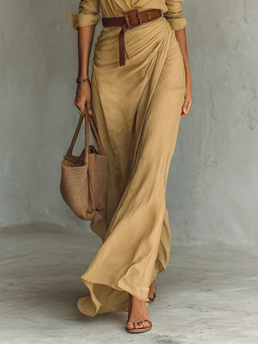 Vestido Maxi Solapa Cruzado Simple