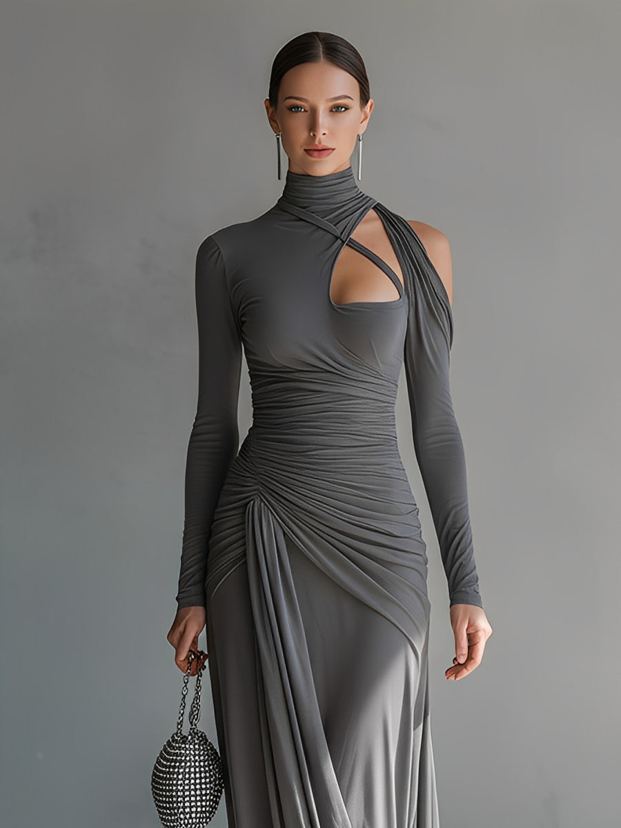 Vestido Maxi Gris Silky Elástico