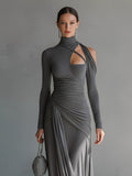 Vestido Maxi Gris Silky Elástico