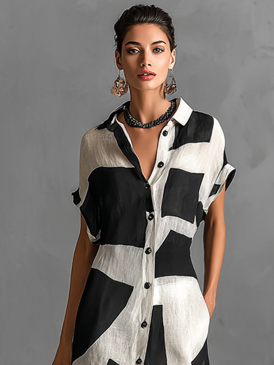 Vestido Camisero Maxi Algodón Lino