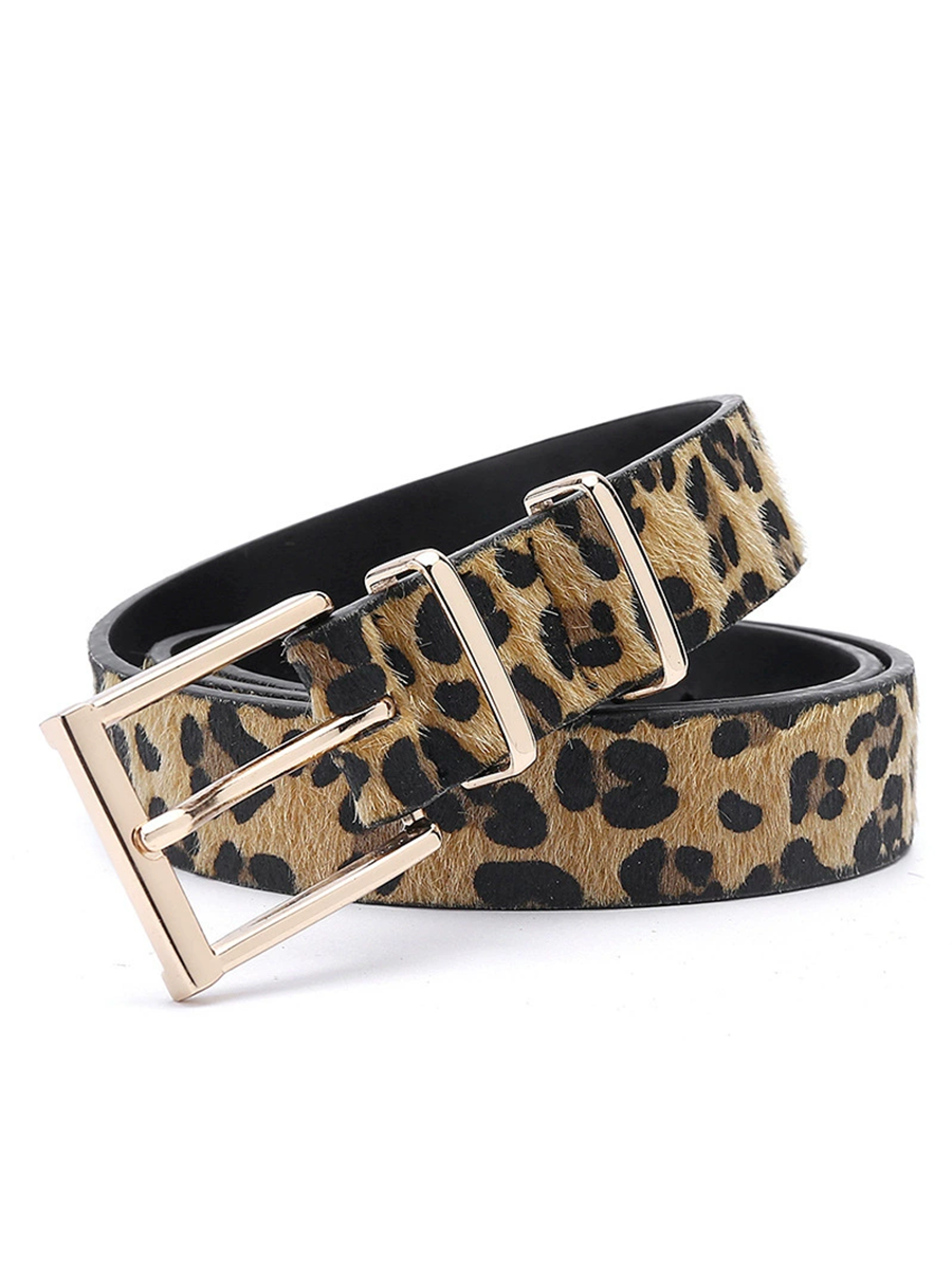 Cinturón Creativo Estampado Leopardo Pelo de Potro