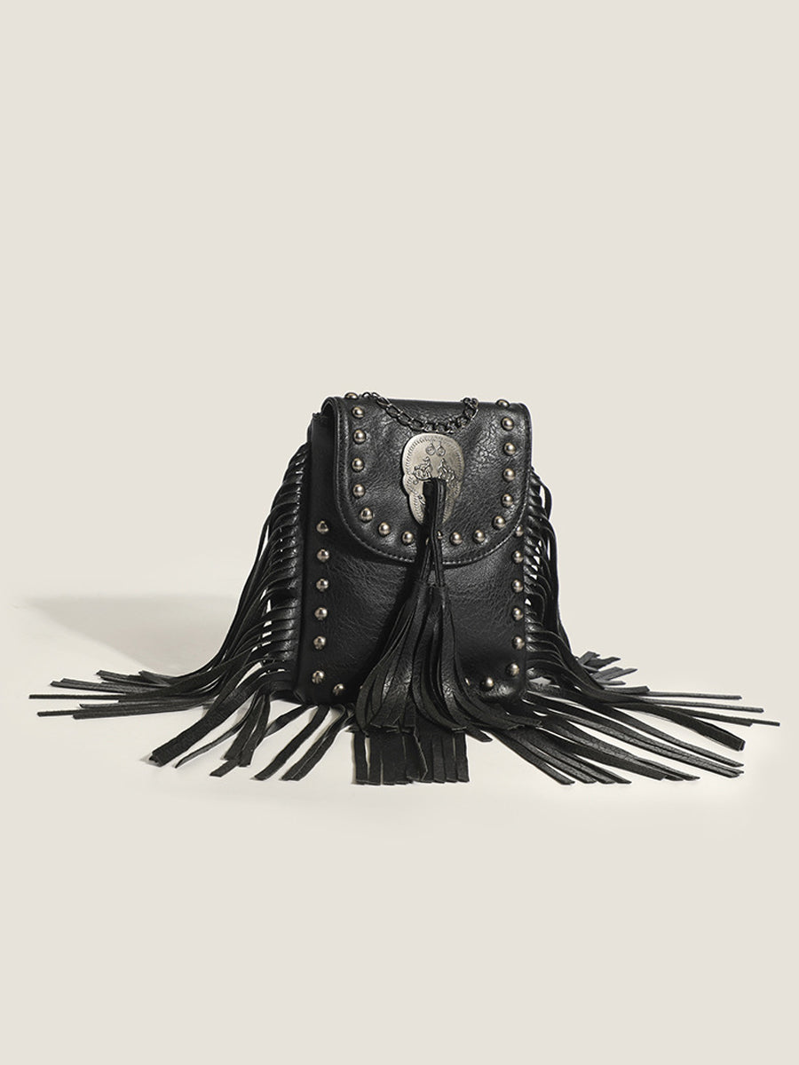 Bolso Vaquero Vaquero Estilo Borlas