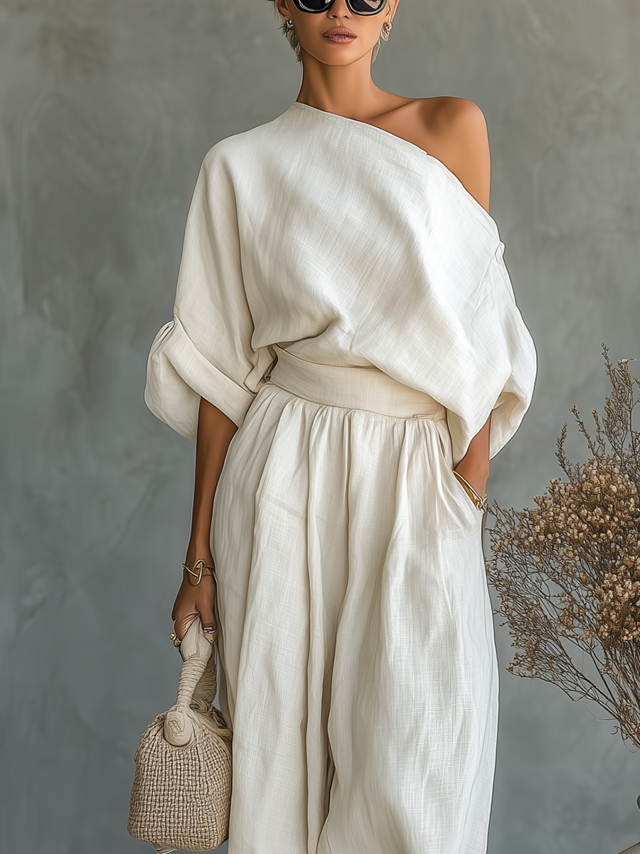 Conjunto Blanco Roto Lino Casual