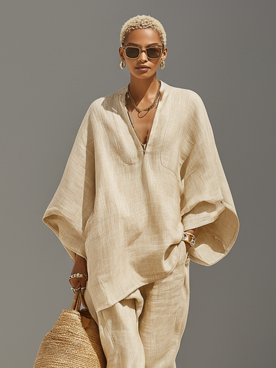 Conjunto Neutro Lino Asimétrico Hem