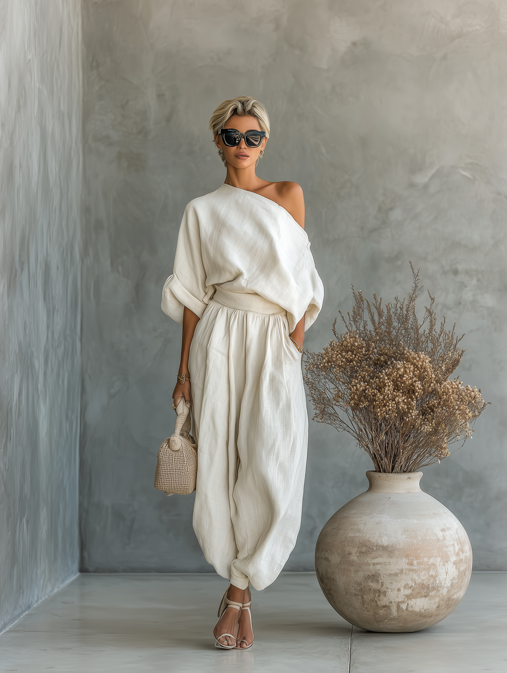 Conjunto Blanco Roto Lino Casual