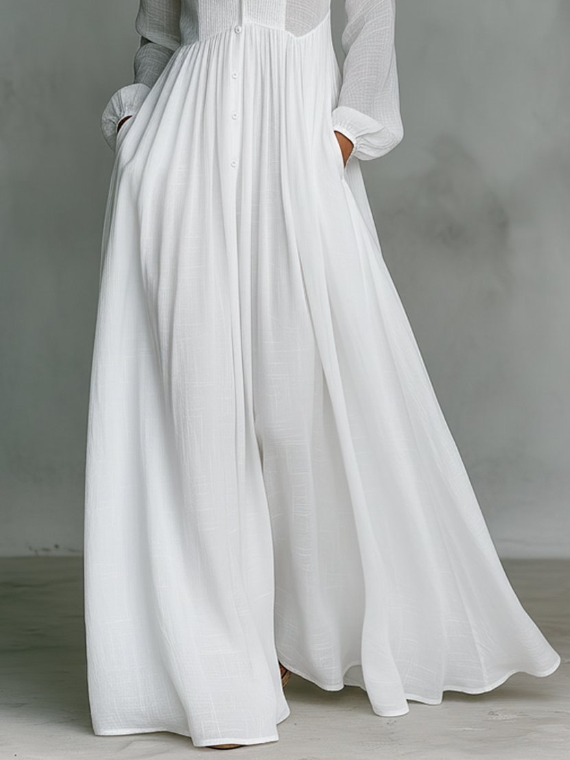 Vestido Maxi Minimalista Algodón Lino