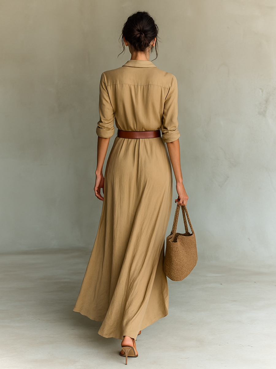 Vestido Maxi Solapa Cruzado Simple
