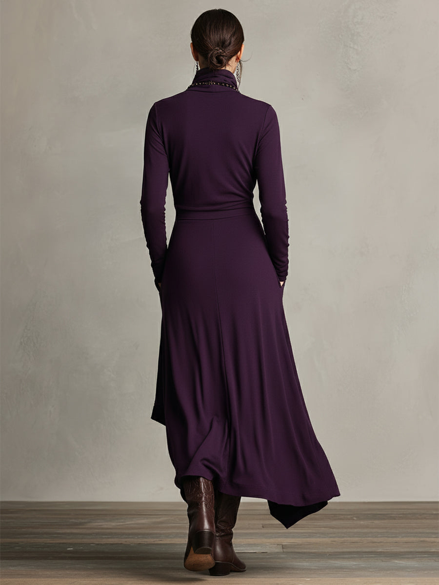 Vestido Maxi Morado Bohemio Algodón
